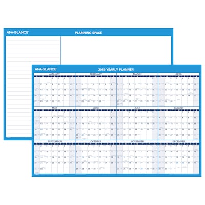 AT-A-GLANCE® Horizontal Erasable Wall Calendar, 12 Months, Reversible for Planning Space, 36 x 24 (PM200-28-19)