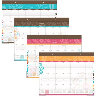 AT-A-GLANCE® Suzani Monthly Desk Pad, 12 Months, January Start, 21 3/4 x 17 (SK17-704-19)