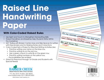 Barker Creek 8.5" x 11" Raised Line Handwriting Paper, 50 Sheets/Pack (5503)