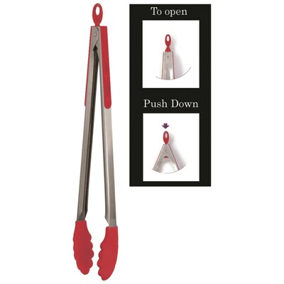 Starfrit Stainless Steel and Red Silicone 12 Tongs (093291-006-0000)