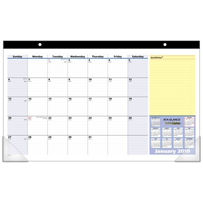 2019 AT-A-GLANCE® QuickNotes® Compact Monthly Desk Pad, 13 Months, January Start, 17 3/4 x 10 7/8 (SK710-00-19)