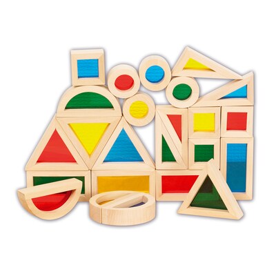 Learning Advantage® Rubberwood w/ Acrylic Inserts Rainbow Blocks. Assorted Colors, Set of 24 (CTU936