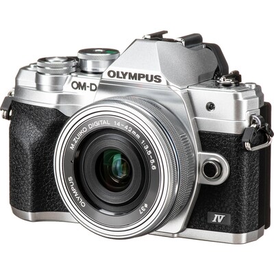 Olympus OM-D E-M10 Mark IV 20.3 Megapixel Mirrorless Camera with 14-42mm EZ Lens, Silver (V207132SU000)