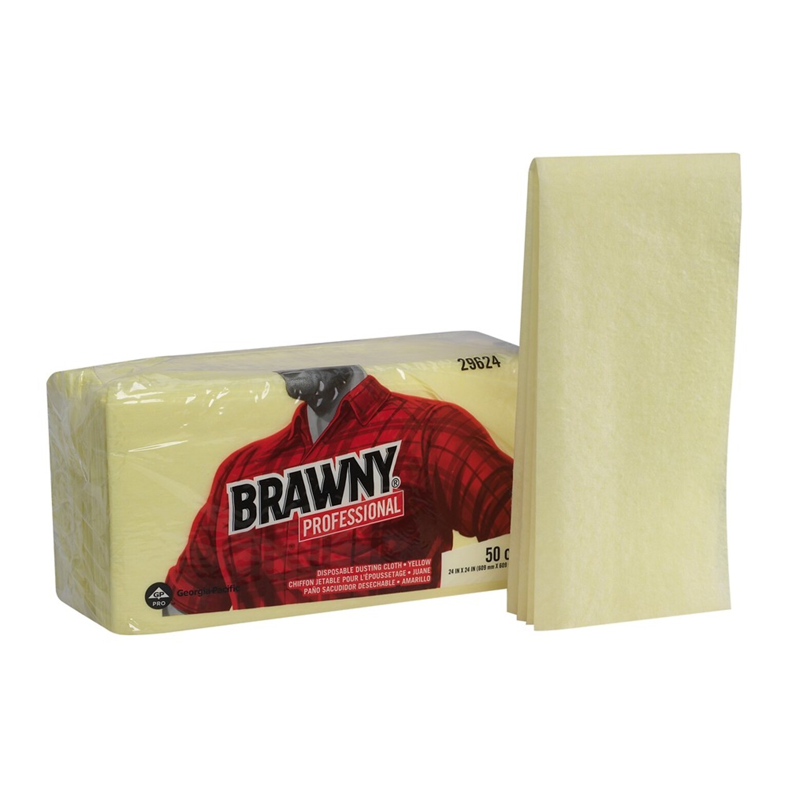 Brawny Professional Nylon Dusting Wipers, 24 x 24, Yellow, 200 Wipers/Box (29624)