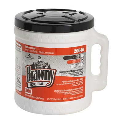 Brawny Professional D400 Durable Fibers Wipers, 200 Towels/Bucket, 2 Buckets/Carton (20040)