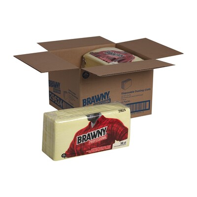 Brawny Professional Nylon Dusting Wipers, 24" x 24", Yellow, 200 Wipers/Box (29624)