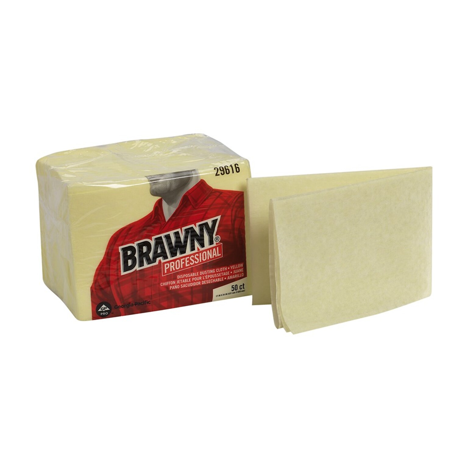Brawny Professional Dusting Cloths, 17 x 24, Yellow, 50 Cloths/Pack (29616)