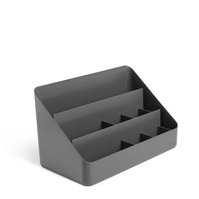 Poppin Dark Gray Desk Organizer, 12.5"W x 7.25"H x 6.75"D (105079)