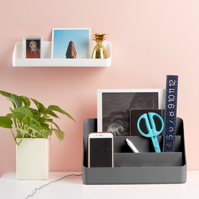 Poppin Dark Gray Desk Organizer, 12.5"W x 7.25"H x 6.75"D (105079)