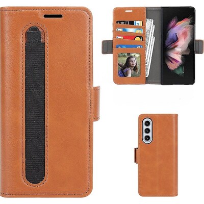 SaharaCase Genuine Leather Folio Wallet Case for Samsung Galaxy Z Fold5, Brown (CP00510)