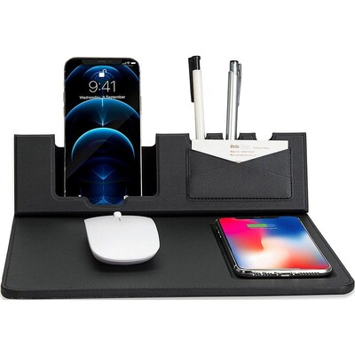 SaharaCase Office Anti-Slip Desk Pad with Wireless Charging, Black (DA00002)