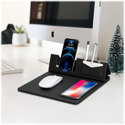 SaharaCase Office Anti-Slip Desk Pad with Wireless Charging, Black (DA00002)