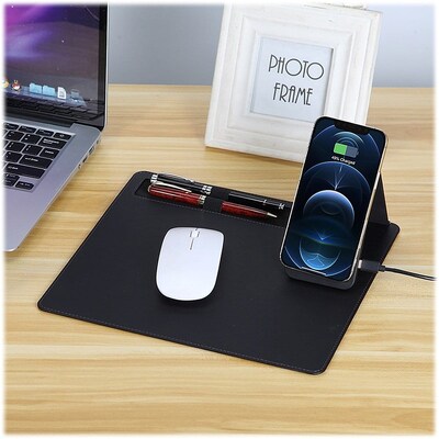 SaharaCase Office Mouse Pad with Wireless Charging, 11" x 9.84", Black (DA00004)