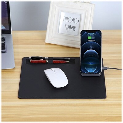 SaharaCase Office Mouse Pad with Wireless Charging, 11" x 9.84", Black (DA00004)