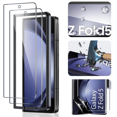 SaharaCase - ZeroDamage Ultra Strong+ Tempered Glass + Film Screen Protector for Samsung Galaxy Z Fold5 (2-Pack) - Clear