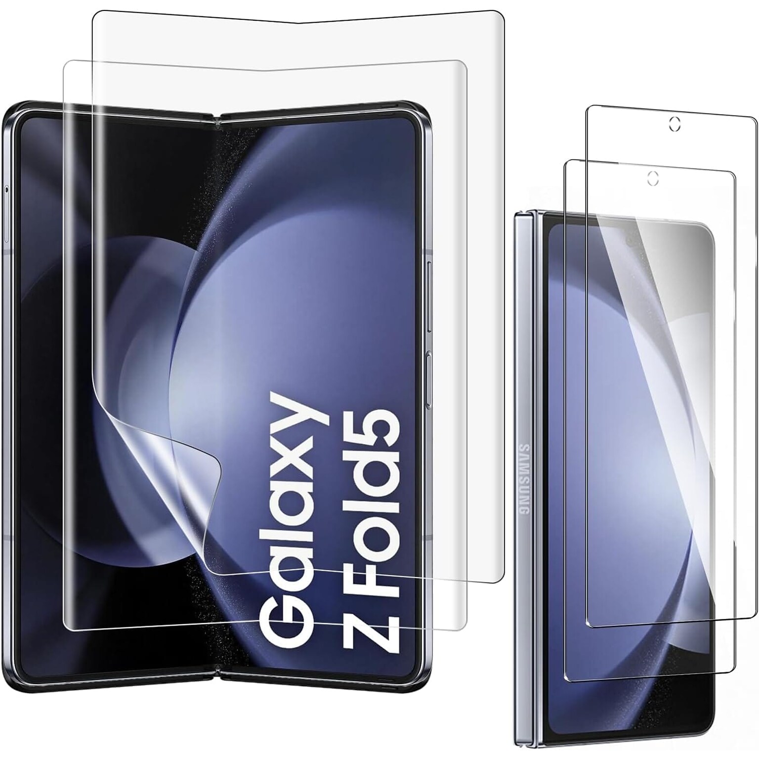 SaharaCase - ZeroDamage Ultra Strong+ Tempered Glass + Film Screen Protector for Samsung Galaxy Z Fold5 (2-Pack) - Clear