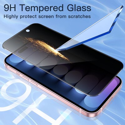 SaharaCase - ZeroDamage Ultra Strong+ Tempered Glass Screen Protector for Apple iPhone 15 (2-Pack) - Privacy