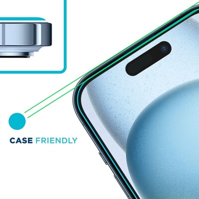 SaharaCase - ZeroDamage Ultra Strong Tempered Glass Screen Protector for Apple iPhone 15 Plus (2-Pack) - Clear