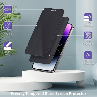 SaharaCase - ZeroDamage Ultra Strong+ Tempered Glass Screen Protector for Apple iPhone 15 Plus (2-Pack) - Privacy