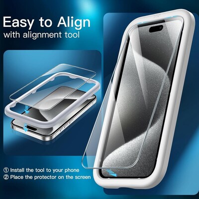 SaharaCase - ZeroDamage Ultra Strong Tempered Glass Screen Protector for Apple iPhone 15 Pro (2-Pack) - Clear