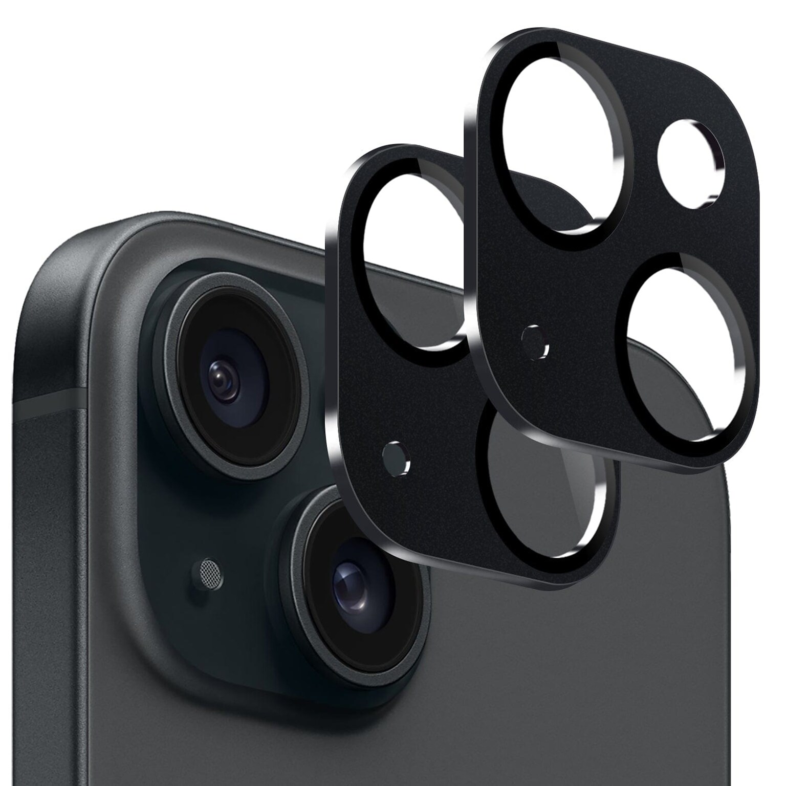 SaharaCase - ZeroDamage HD Flexible Glass Camera Lens Protector for Apple iPhone 15/15 Plus (2-Pack) - Black