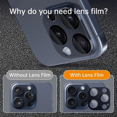 SaharaCase - ZeroDamage HD Flexible Glass Camera Lens Protector for iPhone 15 Pro/15 Pro Max (2-Pack)