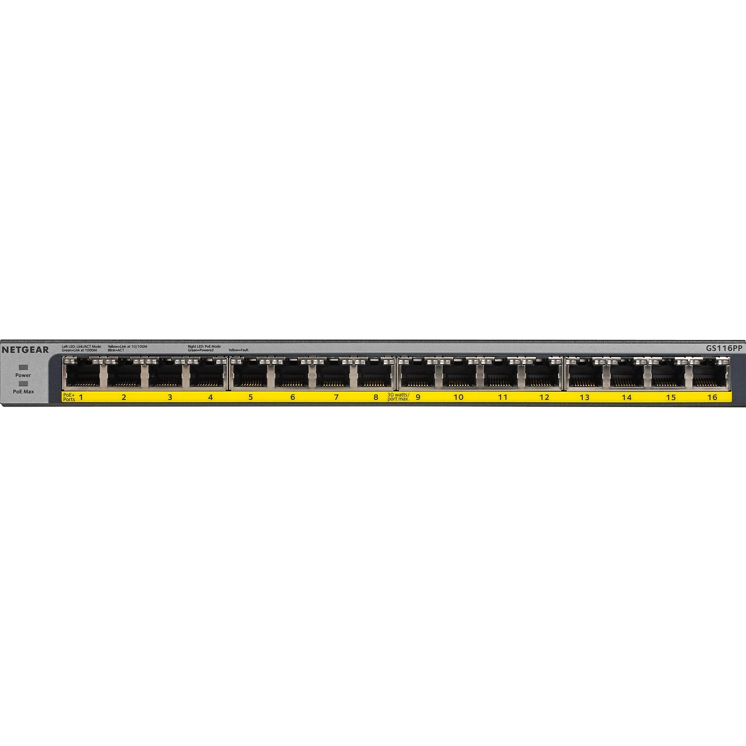 NETGEAR 16-Port PoE/PoE+ Gigabit Ethernet Unmanaged Switch (GS116PP)