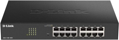 D-Link DGS-1100-16V2 16 Ports Layer 2 Gigabit Ethernet PoE Switch Managed, Black