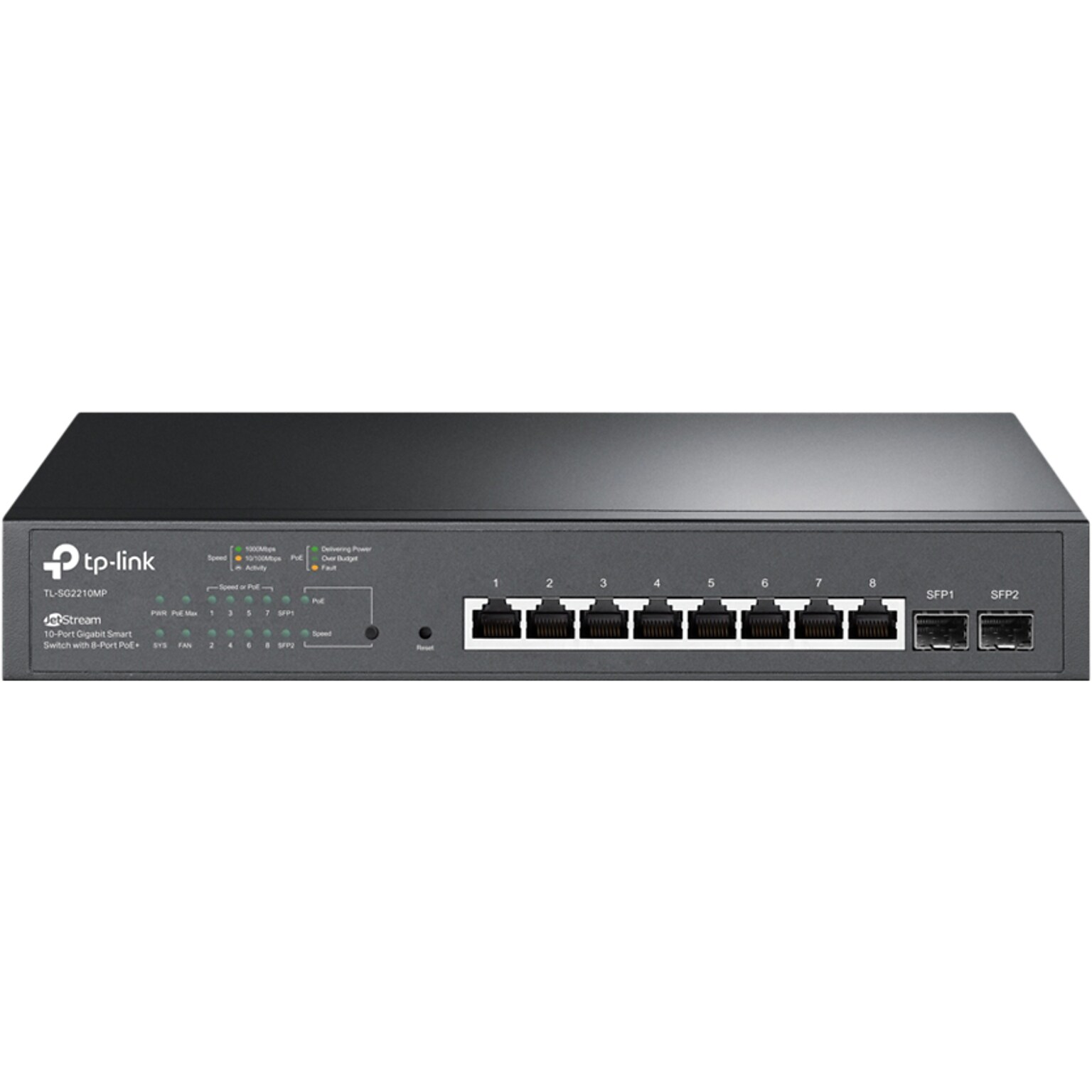 TP-LINK JetStream 8-Port Gigabit Ethernet PoE+ Managed Switch, 20Gbps, Black (TL-SG2210MP)