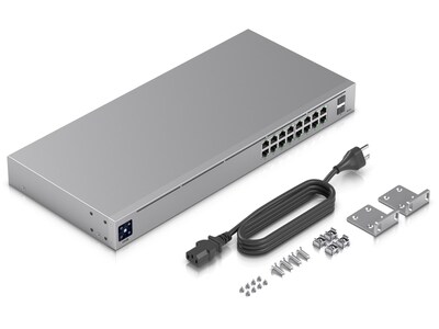 Ubiquiti UniFi Standard 16-Port Gigabit Ethernet PoE Unmanaged Switch, Silver (USW-16-POE)