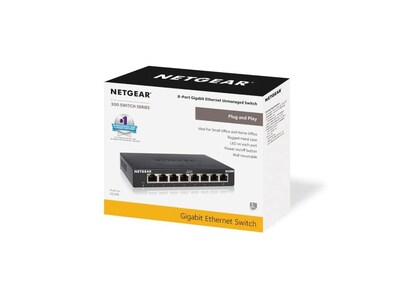 Netgear 300 Series 8-Port Gigabit Ethernet Unmanaged Switch, Black (GS308-300PAS)