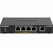 Netgear 300 Series 5-Port Gigabit Ethernet PoE Unmanaged Switch, Black (GS305PP-100NAS)