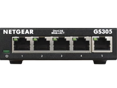 Netgear 300 Series 5-Port Gigabit Ethernet Unmanaged Switch, Black (GS305-300PAS)