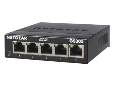 Netgear 300 Series 5-Port Gigabit Ethernet Unmanaged Switch, Black (GS305-300PAS)