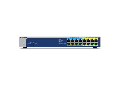 Netgear 16-Port Gigabit Ethernet PoE Unmanaged Switch, 10/100/1000 Mbps, Black/Blue (GS516UP-100NAS)