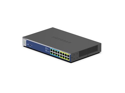 Netgear 16-Port Gigabit Ethernet PoE Unmanaged Switch, 10/100/1000 Mbps, Black/Blue (GS516UP-100NAS)