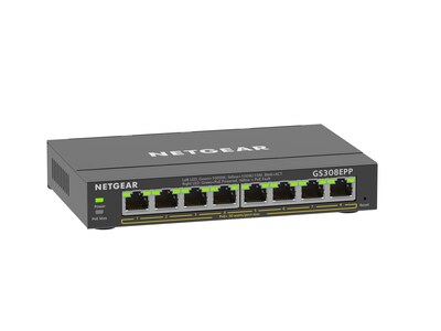 Netgear Plus 8-Port Gigabit Ethernet PoE Managed Switch, Black (GS308EPP-100NAS)