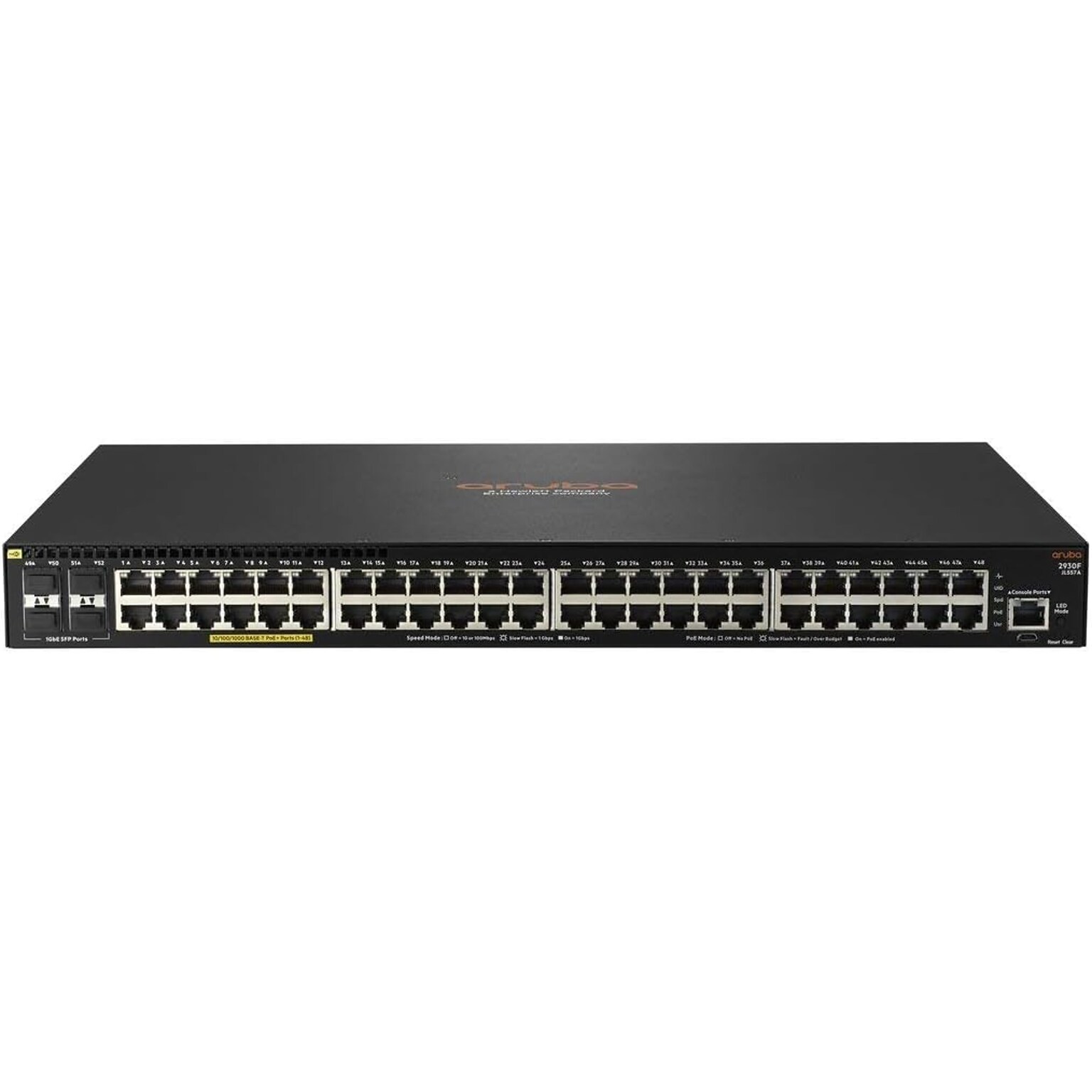 HPE Aruba 2930F 48G PoE+ 4SFP 740W Switch, Black (JL557A)