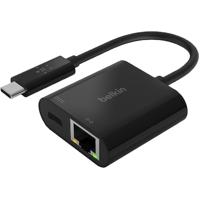 Belkin USB-C to Ethernet + Charge Adapter, Black (INC001BK-BL)