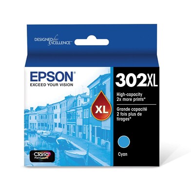 Epson T302XL Black/Cyan/Magenta/Yellow High Ink Cartridges, 4/Pack