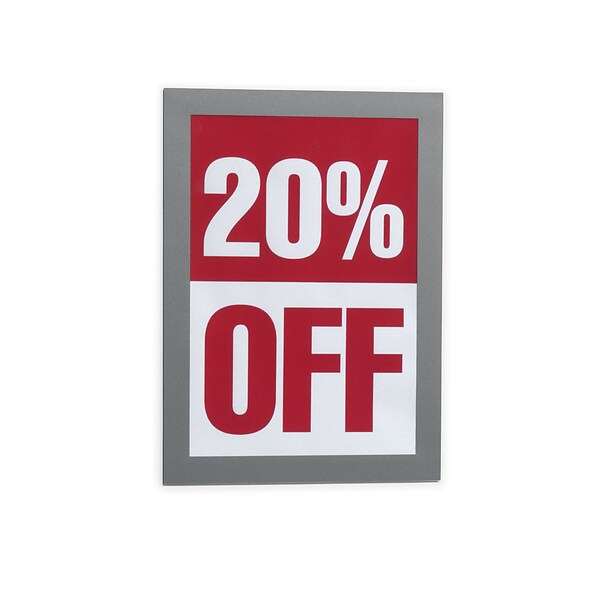 Duraframe Sign Holder, 5-1/2in x 8-1/2in, Silver, 2/Pack