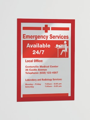 Duraframe Sign Holder, 8-1/2in x 11in, Red, 2 Pack