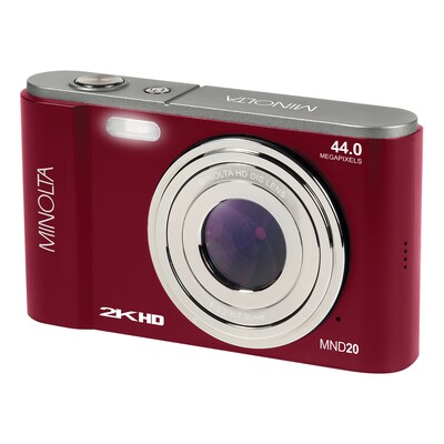 Minolta 44 MP Digital 2.7K Quad HD Camera, 16x Digital Zoom, Red (MND20-R)