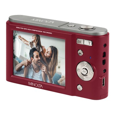 Minolta 44 MP Digital 2.7K Quad HD Camera, 16x Digital Zoom, Red (MND20-R)