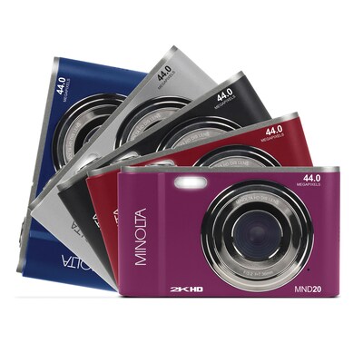 Minolta 44 MP Digital 2.7K Quad HD Camera, 16x Digital Zoom, Red (MND20-R)