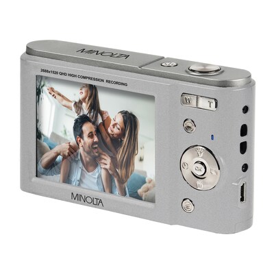 Minolta 44 MP Digital 2.7K Quad HD Camera, 16x Digital Zoom, Silver (MND20-S)