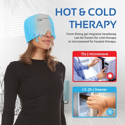 AllSett Health Cold Gel Ice Head Wrap Hat for Headache and Migraine Relief (ASH08791479-GR)