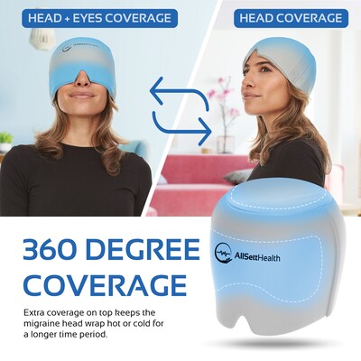 AllSett Health Cold Gel Ice Head Wrap Hat for Headache and Migraine Relief (ASH08791479-GR)