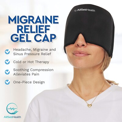 AllSett Health Cold Gel Ice Head Wrap Hat for Headache and Migraine Relief (ASH0879147-1)