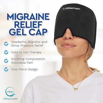 AllSett Health Cold Gel Ice Head Wrap Hat for Headache and Migraine Relief (ASH023214)